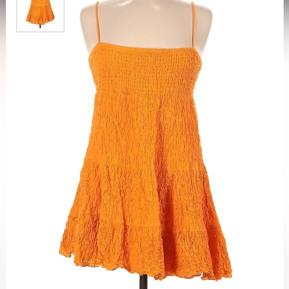 Zara orange ruffled mini dress - Picture 1 of 3